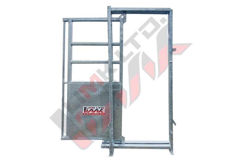 Frame with sliding door for work alley